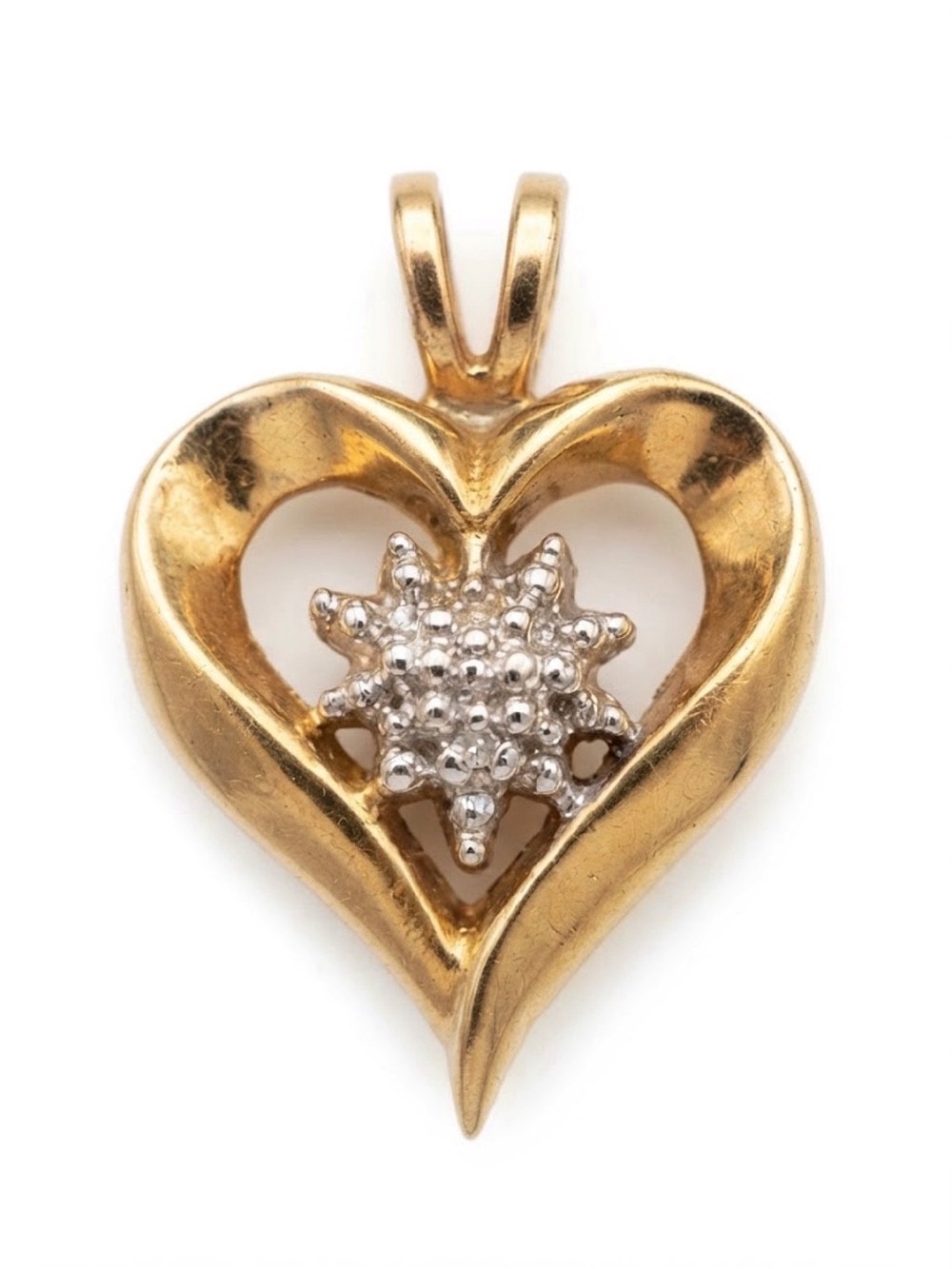 Vintage 10K Solid Gold Heart Pendant - GTR Signed 1.41g